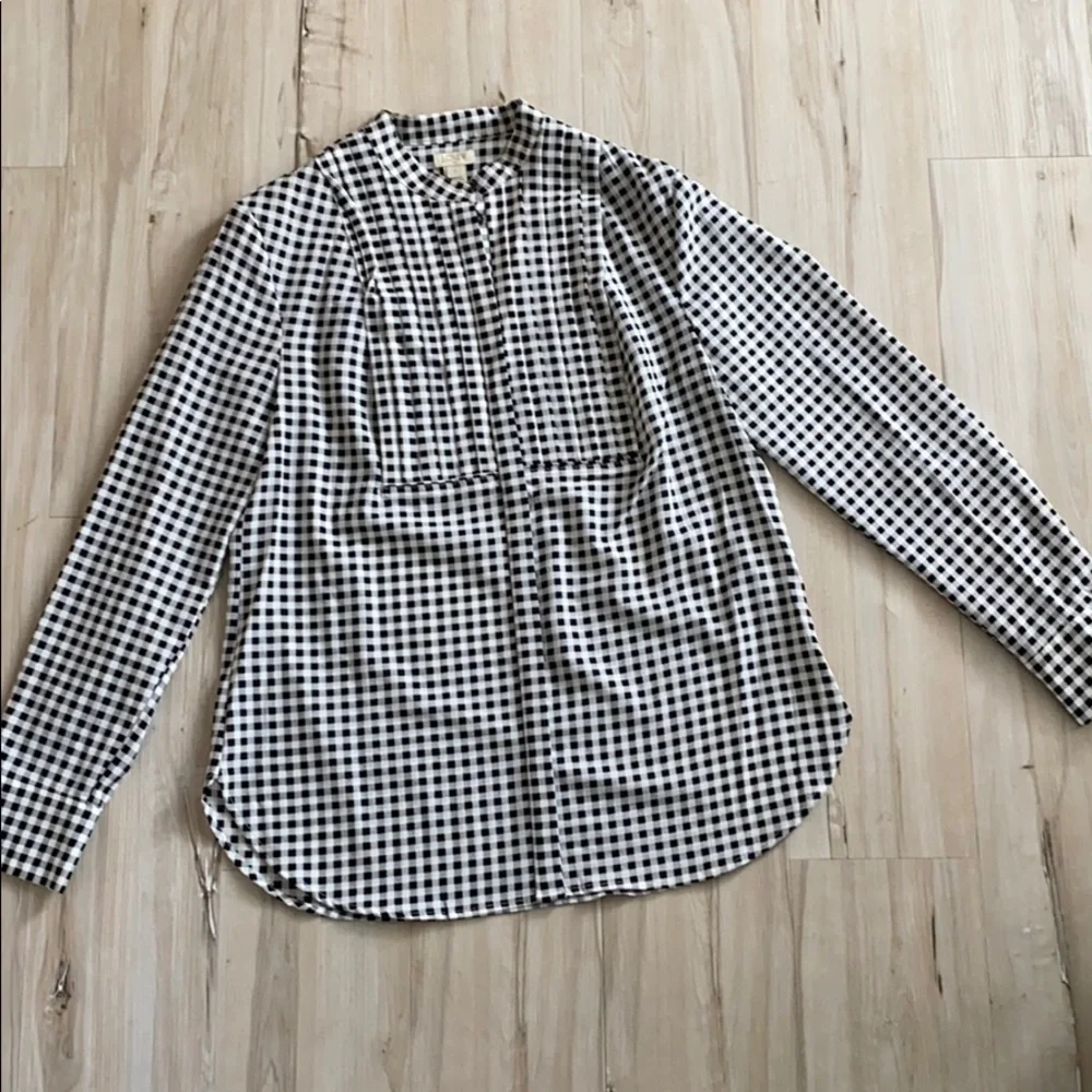 J.Crew Black & White Gingham Blouse